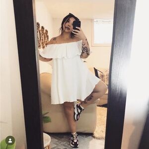 Zara White Off-Shoulder Mini Dress